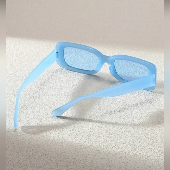 1pc Plastic Square Baby Blue Decorative Unisex Fashion Glasses - Picture 5 of 6